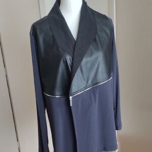Sympli Black Leather Accent Jacket
